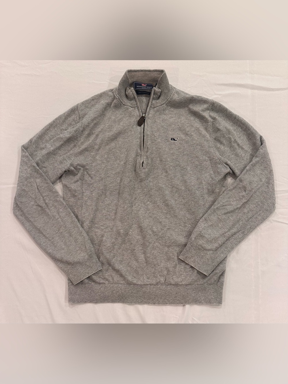 Vineyard Vines Boys’s Quarter-Zip Pullover Sweater Heather Gray 16